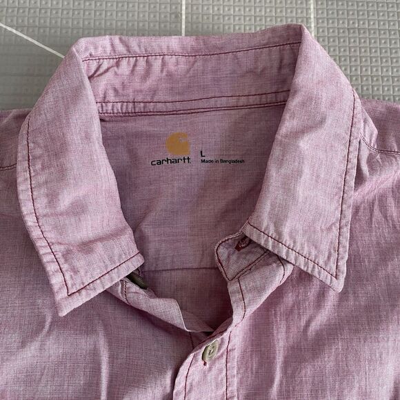 Carhartt Short Sleeve Button Up Size Large Red Cotton - Picture 4 of 7